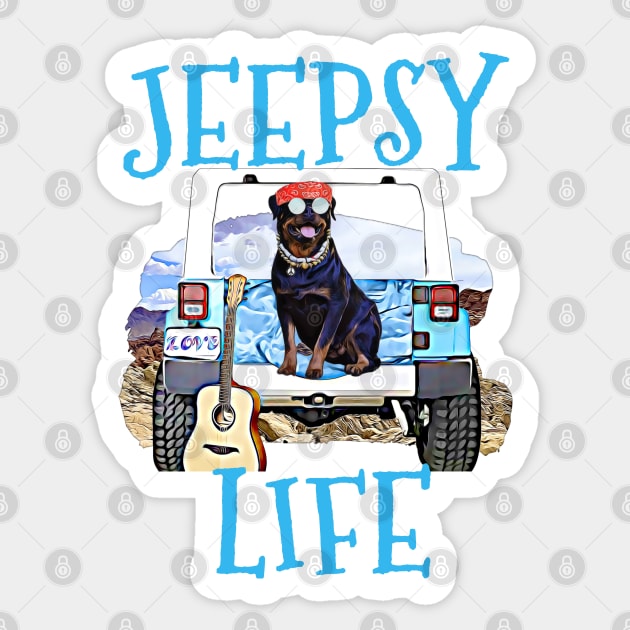 Jeepsy Life Rottweiler Sticker by Witty Things Designs